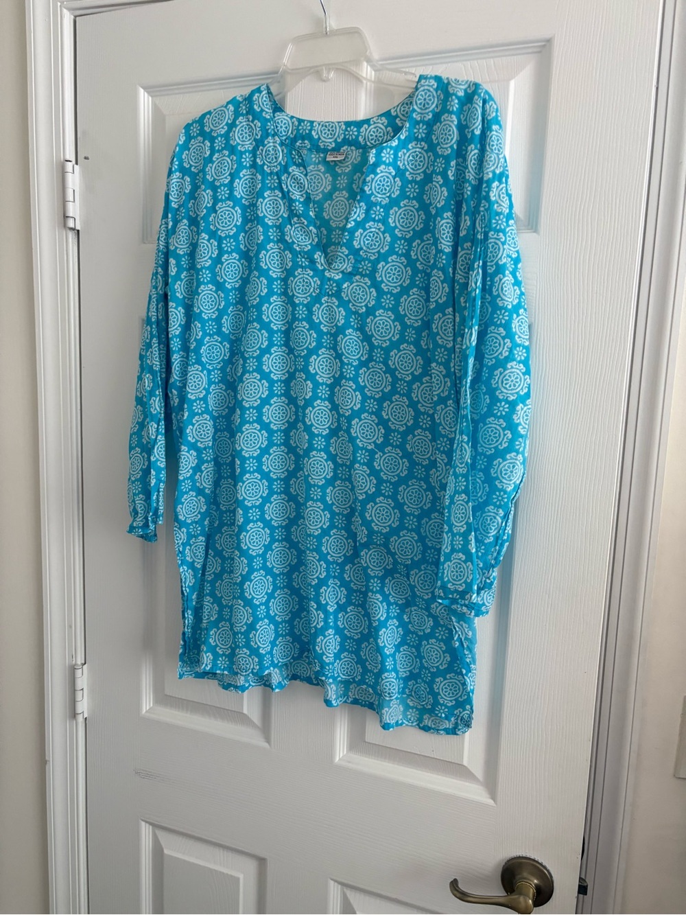 Turquoise Blue Printed Tunic Top
